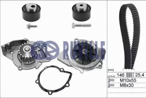 Ruville 55921722 - Водяной насос + комплект зубчатого ремня ГРМ autospares.lv