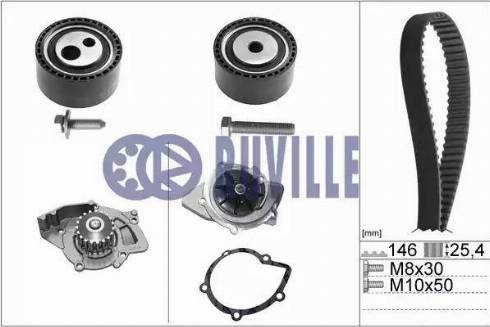 Ruville 55971701 - Водяной насос + комплект зубчатого ремня ГРМ autospares.lv