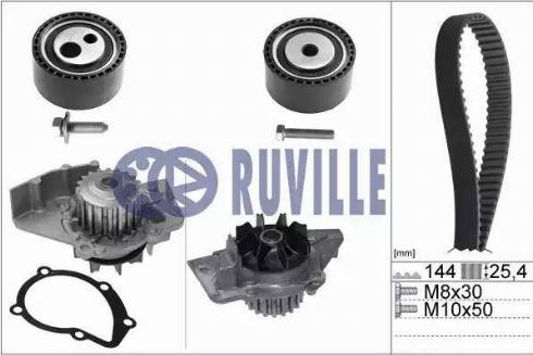 Ruville 55971721 - Водяной насос + комплект зубчатого ремня ГРМ autospares.lv