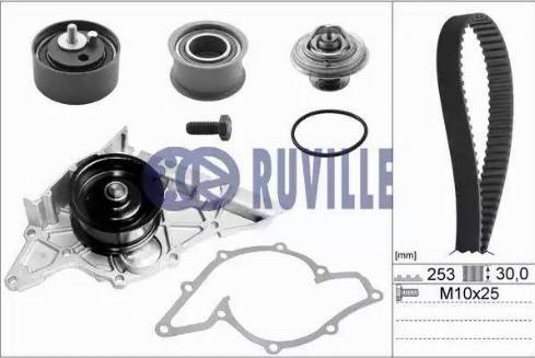 Ruville 55490701 - Водяной насос + комплект зубчатого ремня ГРМ autospares.lv
