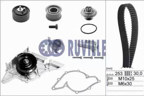 Ruville 55490712 - Водяной насос + комплект зубчатого ремня ГРМ autospares.lv