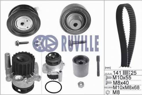 Ruville 55491733 - Водяной насос + комплект зубчатого ремня ГРМ autospares.lv