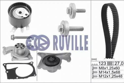 Ruville 55581703 - Водяной насос + комплект зубчатого ремня ГРМ autospares.lv