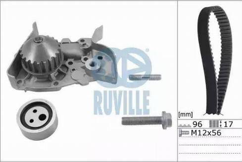 Ruville 55622701 - Водяной насос + комплект зубчатого ремня ГРМ autospares.lv