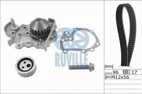 Ruville 55622702 - Водяной насос + комплект зубчатого ремня ГРМ autospares.lv