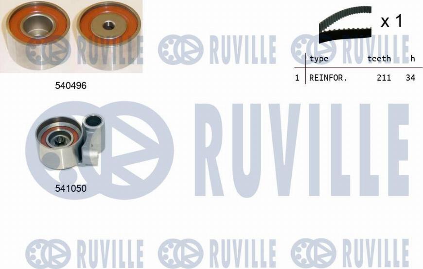 Ruville 550494 - Комплект зубчатого ремня ГРМ autospares.lv