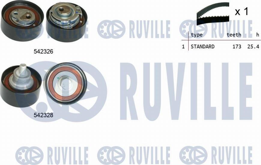 Ruville 550491 - Комплект зубчатого ремня ГРМ autospares.lv