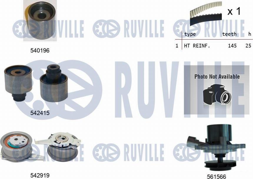 Ruville 5504981 - Водяной насос + комплект зубчатого ремня ГРМ autospares.lv