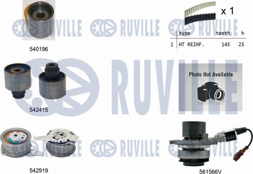 Ruville 5504982 - Водяной насос + комплект зубчатого ремня ГРМ autospares.lv