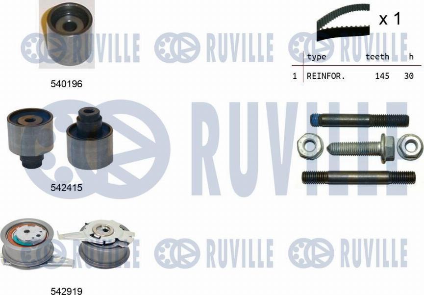 Ruville 550498 - Комплект зубчатого ремня ГРМ autospares.lv