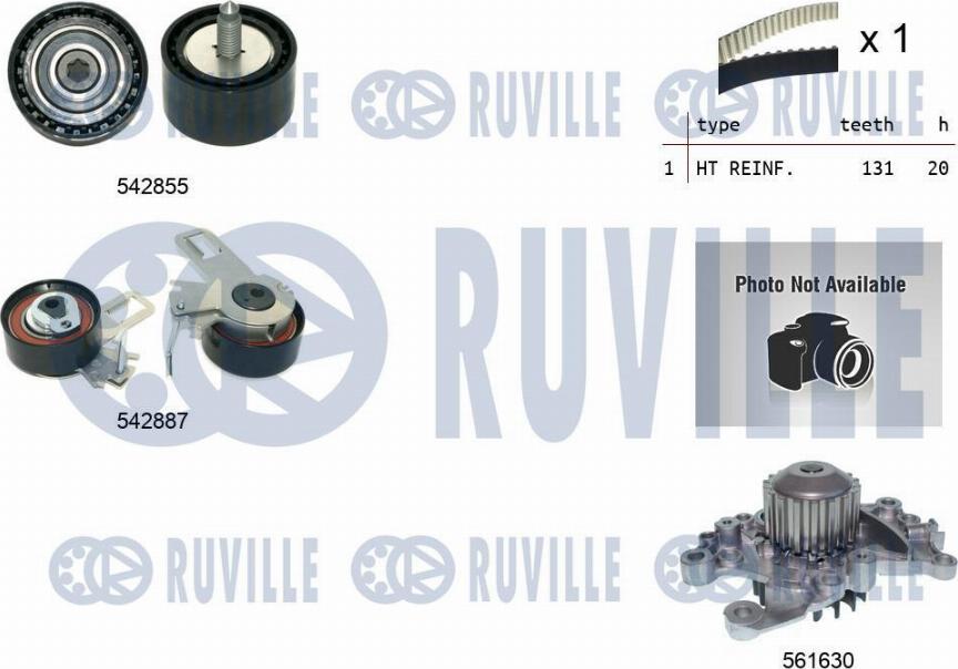 Ruville 5504971 - Водяной насос + комплект зубчатого ремня ГРМ autospares.lv