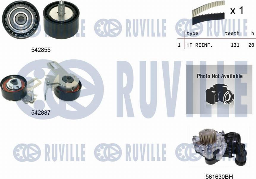 Ruville 5504972 - Водяной насос + комплект зубчатого ремня ГРМ autospares.lv