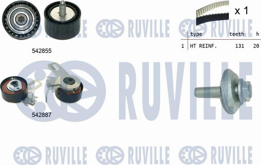 Ruville 550497 - Комплект зубчатого ремня ГРМ autospares.lv