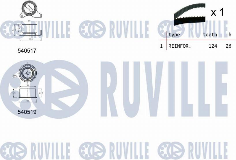 Ruville 550443 - Комплект зубчатого ремня ГРМ autospares.lv