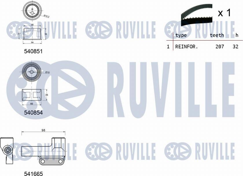 Ruville 550442 - Комплект зубчатого ремня ГРМ autospares.lv