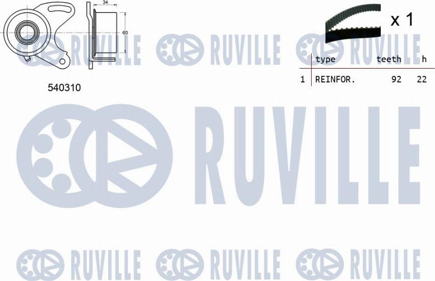 Ruville 550450 - Комплект зубчатого ремня ГРМ autospares.lv