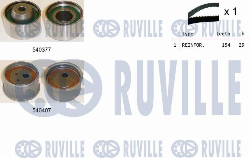 Ruville 550458 - Комплект зубчатого ремня ГРМ autospares.lv
