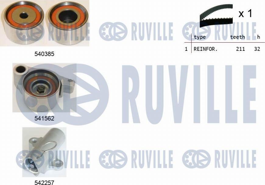 Ruville 550461 - Комплект зубчатого ремня ГРМ autospares.lv