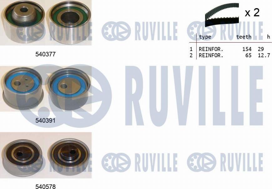 Ruville 550462 - Комплект зубчатого ремня ГРМ autospares.lv