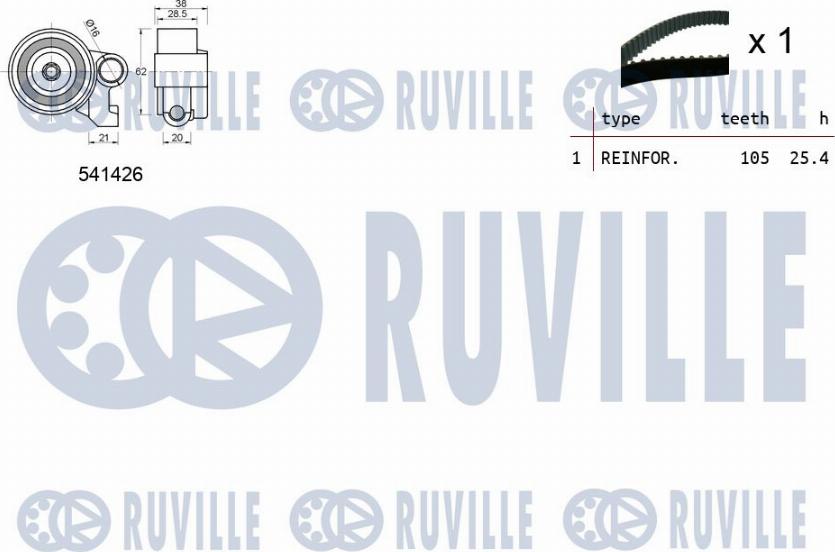 Ruville 550408 - Комплект зубчатого ремня ГРМ autospares.lv