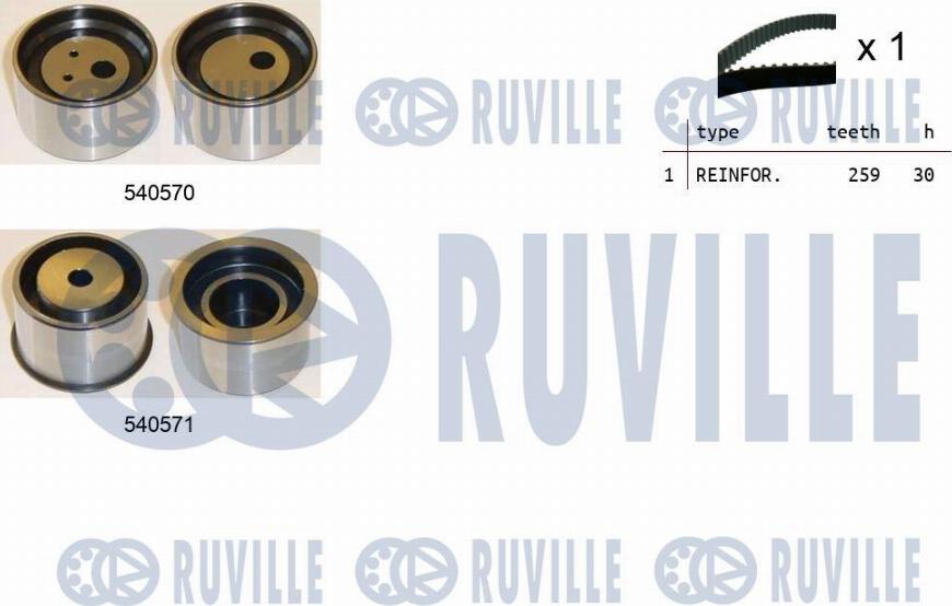 Ruville 550411 - Комплект зубчатого ремня ГРМ autospares.lv