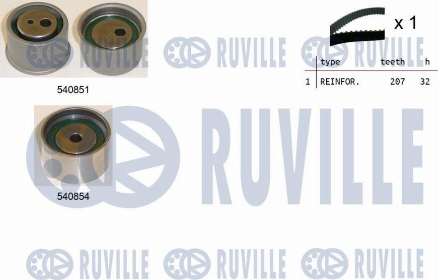 Ruville 550412 - Комплект зубчатого ремня ГРМ autospares.lv