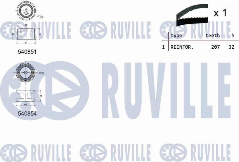 Ruville 550412 - Комплект зубчатого ремня ГРМ autospares.lv