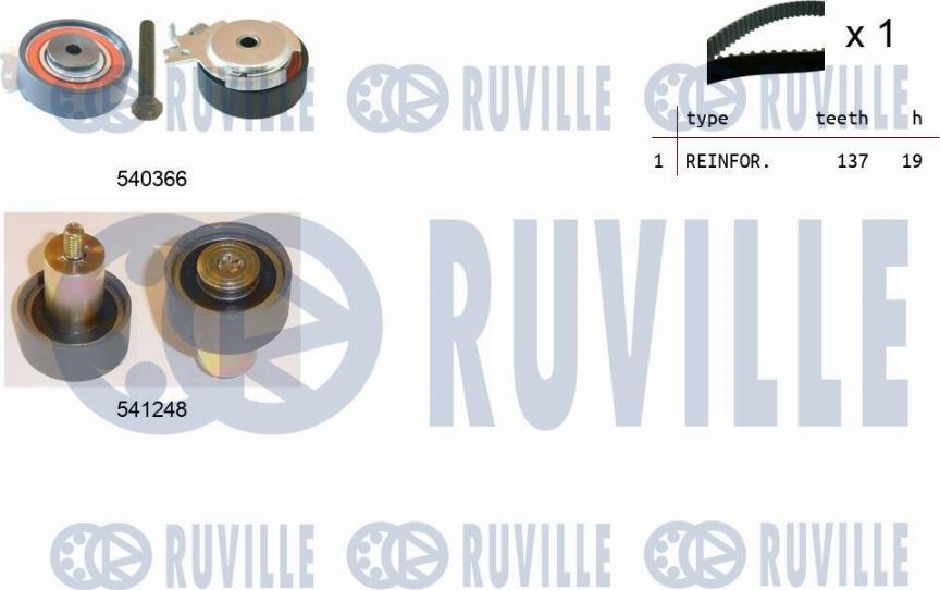 Ruville 550486 - Комплект зубчатого ремня ГРМ autospares.lv