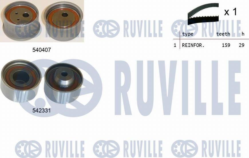 Ruville 550434 - Комплект зубчатого ремня ГРМ autospares.lv