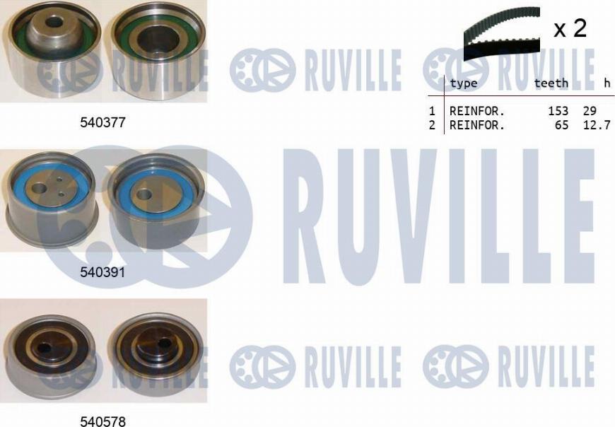 Ruville 550431 - Комплект зубчатого ремня ГРМ autospares.lv