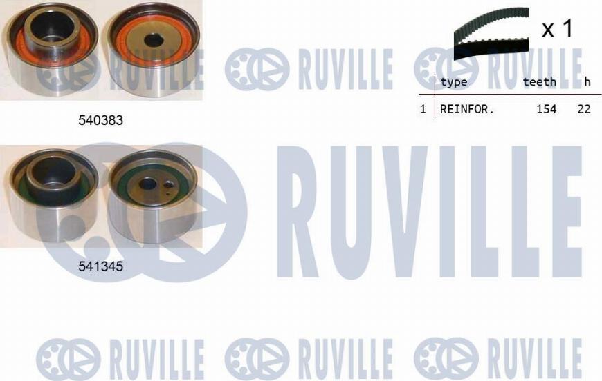 Ruville 550438 - Комплект зубчатого ремня ГРМ autospares.lv