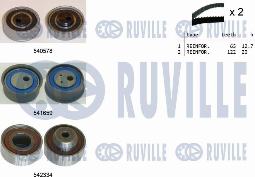 Ruville 550425 - Комплект зубчатого ремня ГРМ autospares.lv