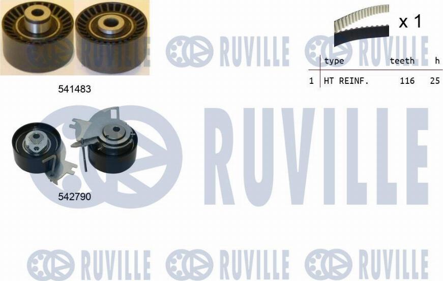 Ruville 550427 - Комплект зубчатого ремня ГРМ autospares.lv