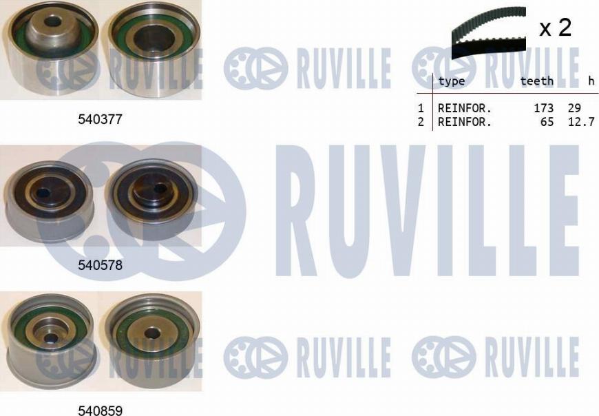 Ruville 550477 - Комплект зубчатого ремня ГРМ autospares.lv