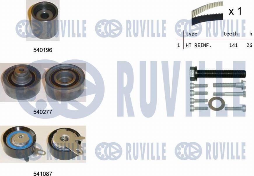 Ruville 550504 - Комплект зубчатого ремня ГРМ autospares.lv
