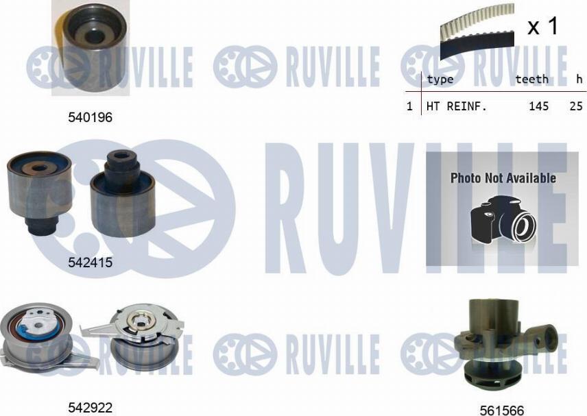 Ruville 5505061 - Водяной насос + комплект зубчатого ремня ГРМ autospares.lv