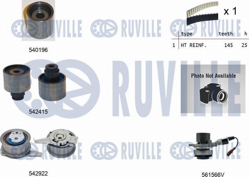 Ruville 5505062 - Водяной насос + комплект зубчатого ремня ГРМ autospares.lv