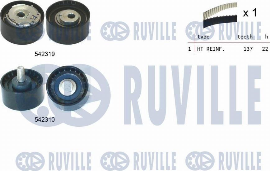 Ruville 550506 - Комплект зубчатого ремня ГРМ autospares.lv
