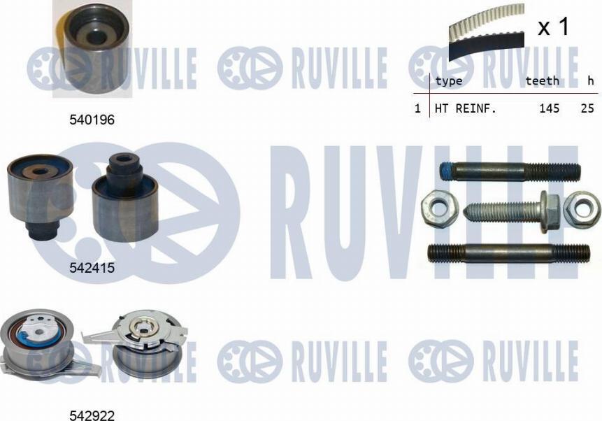Ruville 550500 - Комплект зубчатого ремня ГРМ autospares.lv