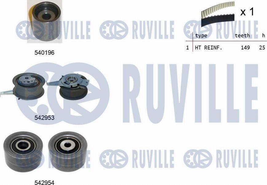 Ruville 550508 - Комплект зубчатого ремня ГРМ autospares.lv