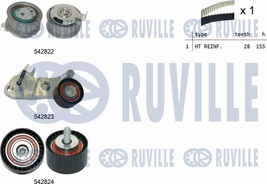 Ruville 550502 - Комплект зубчатого ремня ГРМ autospares.lv