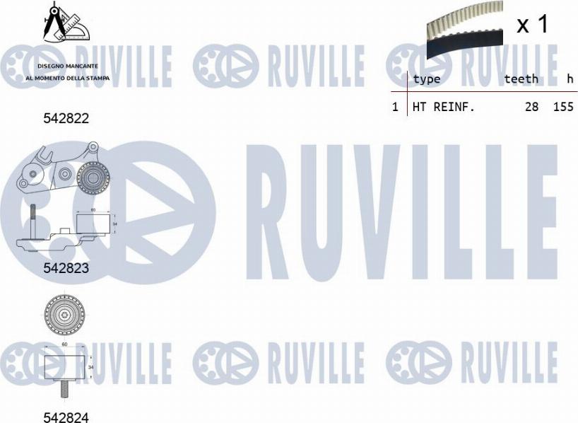 Ruville 550502 - Комплект зубчатого ремня ГРМ autospares.lv