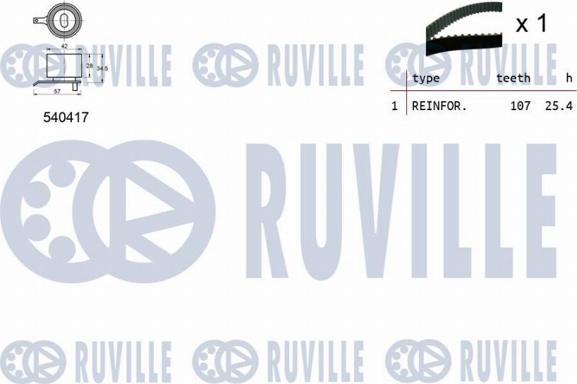 Ruville 550099 - Комплект зубчатого ремня ГРМ autospares.lv
