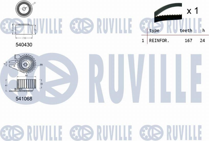 Ruville 550094 - Комплект зубчатого ремня ГРМ autospares.lv