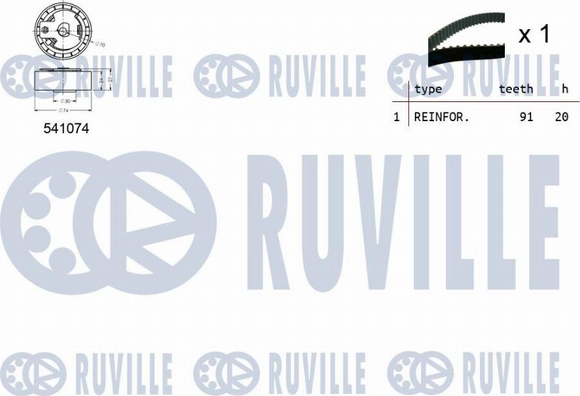 Ruville 550054 - Комплект зубчатого ремня ГРМ autospares.lv