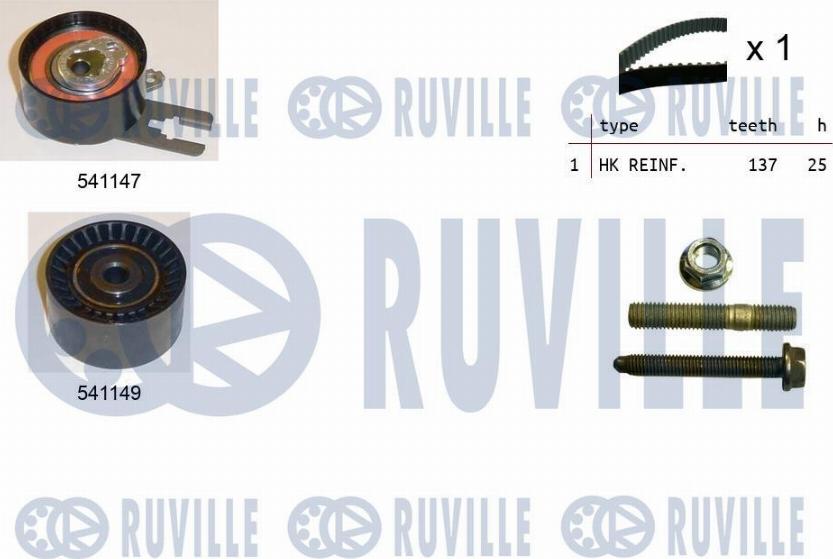 Ruville 550058 - Комплект зубчатого ремня ГРМ autospares.lv