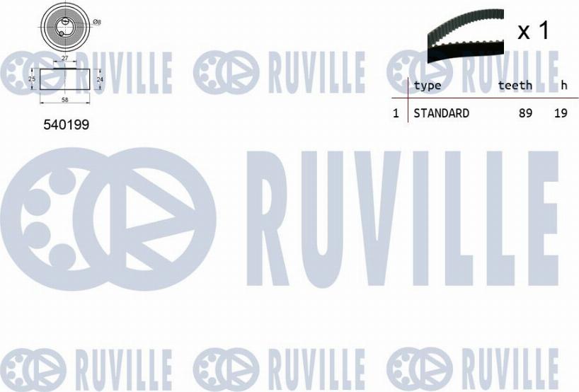 Ruville 550069 - Комплект зубчатого ремня ГРМ autospares.lv