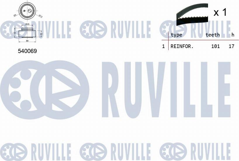 Ruville 550060 - Комплект зубчатого ремня ГРМ autospares.lv