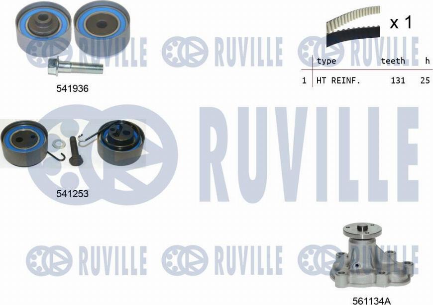 Ruville 5500632 - Водяной насос + комплект зубчатого ремня ГРМ autospares.lv