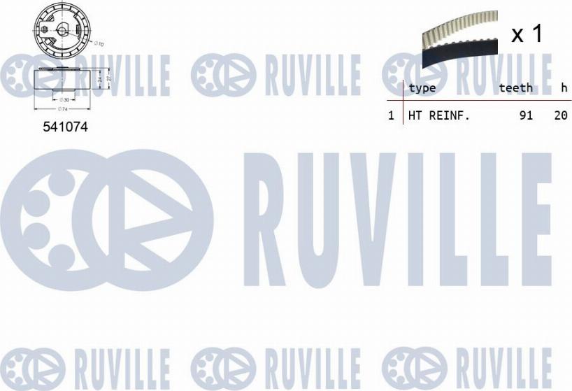 Ruville 550001 - Натяжной ролик, зубчатый ремень ГРМ autospares.lv